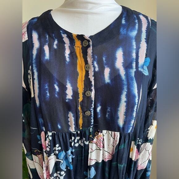 Anthropologie Bl^nk London Meridian Blue Drop Waist Long Sleeve Dress - Picture 4 of 9